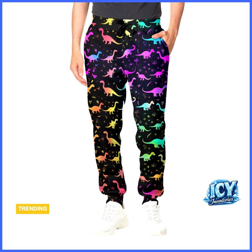 Polyester Sweatpants with Drawstring, 3D Print Joggers for Casual Wear